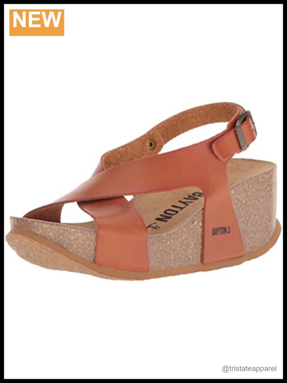 Wedge Slingback Sandal Cork Footbed Leather Lined Buckle Open Toe
